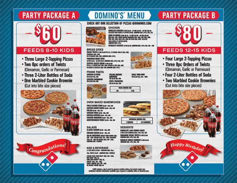 domino's pizza birthday party package|domino's catering menu.